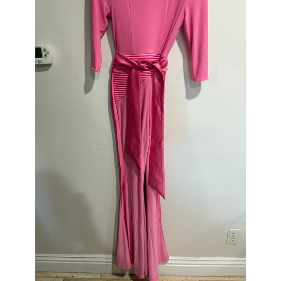 NWT Zhivago Idunn Jersey Surplice V-Neck Flare Leg Jumpsuit Pink Women's US 6 - Picture 7 of 8